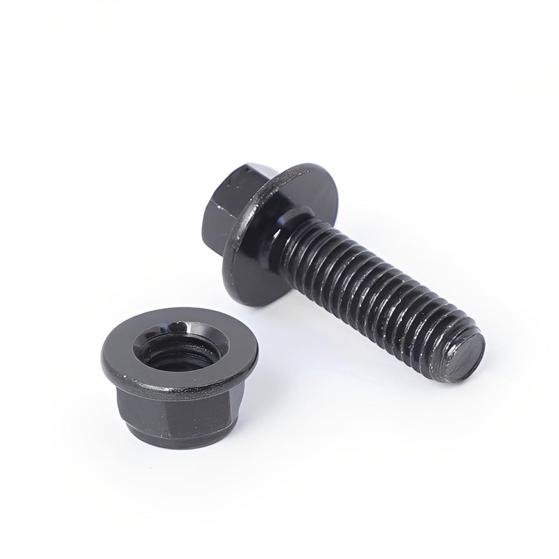 Minho M8-1.25 x 25mm Flange Head Bolts in Carbon Steel Material,Flange Hexagon Screws Come with Flange Nuts,Black Oxide Finish Plated,Full Thread, 15 Sets - Image 4